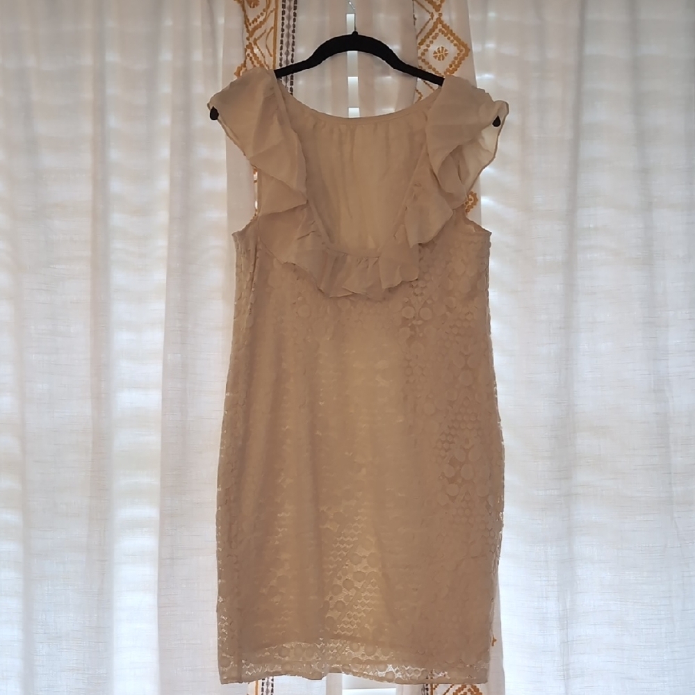 Elegant Cream Ruffle Mini Dress - Picture 2 of 6